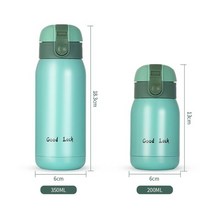 수입 온도 보온병 텀블러 죽통 마호병 업소용 에코베슬 진공 오래가는 200ml350ml 귀여운 캔디 미니 컵 만화 뜨거운 물 병 스틸 열 커피 잔 진공 플라스크 절연, 푸른, 200ml