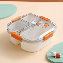 (Small) 학생도시락 1550ML/1100ML 직장인 나들이 전자레인지 가열이 가능한 체크디자인 도시락+스푼 JJN-593, 오렌지색, 1100ML
