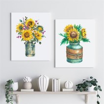 감성 수채화 해바라기 그림 액자 No11~20 캔버스 10호, 16번／10호41x53cm(캔버스액자옆면연장)