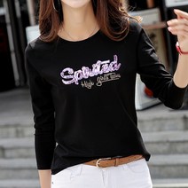 데일로엔 블링 스팽글 레터링 여성용 긴팔 티셔츠