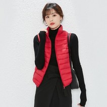 골프패딩조끼 여성 스포츠 퀄팅 골프웨어 겨울 경량패딩베스트 화이트 다운 울트라 라이트 다운 화이트 덕 다운 민소매 스탠드 칼라 슬림 따뜻한 양복