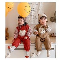 2022겨울신상)바로배송 기모 우주복 곰돌이 체크