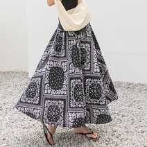 나크21 55 77 에스닉 페이즐리 플레어 롱스커트 NK12-P-43