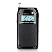 블루투스 MP3 레트로 감성 retekess pr12 radio fm am mini pocket usb radio mp3 휴대용 수신기 백라이트 디스플레이 디지털 스테레오 지원, 검은색