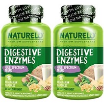 naturelo 소화 효소 - 15가지 효소와 생강의 광범위한 혼합으로 전체 스펙트럼 지원 - 90 비건 캡슐, 90카운트(2개 팩)
