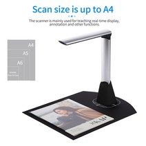 스캐너 비주얼 휴대용Aibecy-BK34 문서 카메라 스캐너 5 MP HD A4 캡처 크기 LED 책 교실 교사를 위한 7 가, 한개옵션0