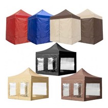 우기마켓 캐노피천막 골조+지붕 세트 [투명벽면 / 민자벽면 추가 가능] - 야외 실내 포장마차 행사용 천막 캠핑 차박, 골조+지붕+투명벽면, 2.5x3.75m, 크림