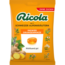 Ricola 리콜라 생강 & 오렌지 민트 무설탕 캔디 75g, 1개