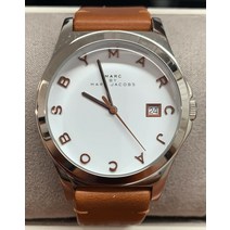 마크 제이콥스 MBM9002 화이트 다이얼 브라운 가죽 스트랩 남성용 및 여성용 시계 여성 명품