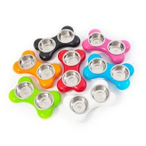 [디작소]애견 강아지 쌍식기 밥그릇 션식기 뼈다귀 L, 블랙