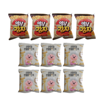 잔망루피인절미스낵80g x 6개 롯데리아양념감자스틱50g x 4개 봉지스낵세트 사무실간식, 1개