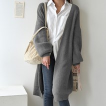 데일리앤 레아 여성 데일리 롱 루즈핏 니트 가디건