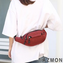 AZMON 심플 무지 옥스퍼드 힙색 가방 0.13kg 초경량 28cm x 14cm x 10cm, 넓이24cm x 높이14cm x 두께10cm, 레드, 레드