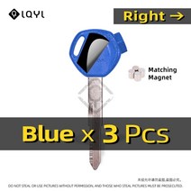 호환 혼다 오토바이 부품 용품 악세사리 3pcs 빈 키 스쿠터 용 포경 키 교체 자석 도난 방지 잠금 키 줌머 dio z4 z125 scr100 wh110, 협력사, 3 개 파란색 오른쪽