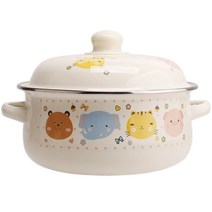 레트로 미니 법랑 냄비 양수 빈티지 에나멜 이유식 라면 죽 전골 귀여운 캐릭터, 큐트 18cm/1.5L, .