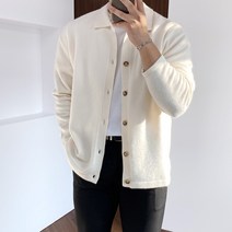 간빠레 캐시미어 버튼 카라 루즈핏 니트 가디건 자켓