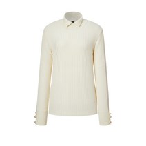 골프 여성 프리미엄 아이보리 골지 조직 반넥 스웨터 DNSW3D702IV