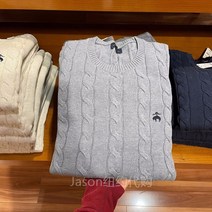 브룩스 브라더스 남성 봄 가을 신작 라운드 넥 대마 무늬 긴팔 솔리드 컬러 니트 스웨터