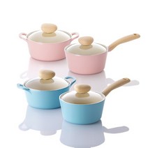 네오플램 에콜론코팅 냄비세트(18편수+18양수), 레트로 2종 핑크