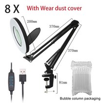 돋보기확대경 핸드폰확대경 스탠드확대경빛과 먼지 커버가있는 8X 조명 돋보기 120LED 200MM 실제 유리 LED, 한개옵션1, 03 8X 120LED NO BOX