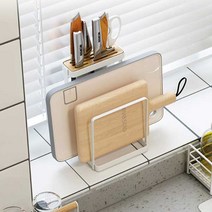 살림일기 우드 철제 칼 도마 거치대, 우드철제도마칼거치대