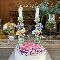 파티봉봉 트윈버즈 웨딩 토퍼 결혼10주년토퍼 정년퇴직케이크 답프로포즈 티아라케이크 브라이덜샤워, 토퍼 단독형(블루)