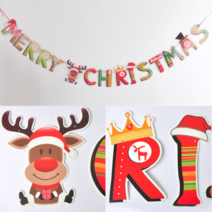 메리 크리스마스 가랜드 알록달록 가랜드 MERRY CHRISTMAS, 1개