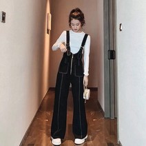 [Myshe]여성 멜빵 청바지 루즈핏 점프슈트 캐주얼 Myshe qxz1129YCbd10