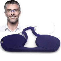 돋보기 확대경 블록렌즈Eyeezi 광학 무방비 독서 안경 남자 휴대용 실리콘 코 클립 포켓 리더 미니 키 체, 07 square blue_05 +300