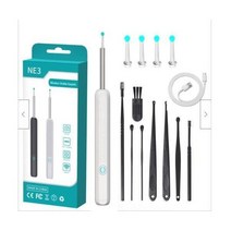 와이파이 귀 클리너 고정밀 귀 왁스 제거 도구 카메라 포함 LED 조명 무선 검이경 스마트 귀 청소 키트 최고의 선물, White Deluxe Edition
