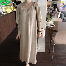 SHENGBO여름 여성 면혼방 원피스 롱원피스 캐주얼 오버핏 +NO.004LH908