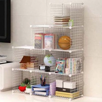 내 맘대로 조립하는 스마트 모듈 책장 거실 수납 교구장 5단 3단 공간분리 파티션 북선반, 화이트 철망 1p