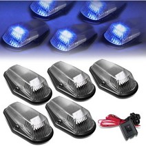 DNA MOTORING CBL-F15080-BK-B 5x LED 캡 지붕 상단 표시등 + 스위치 [For 80-96 Ford F150/F250/F350/F450], Black / Blue