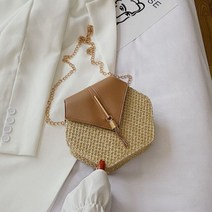 미니크로스백 미니백 가벼운 데일리 숄더백 여성용 멀티 빨대 가죽 핸드백 수제 우븐 비치 서클 보헤미아 여름 라탄 백