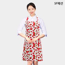 딸기패턴 목걸이형 앞치마 캔버스 원단 유니폼, 딸기(sfwc14)