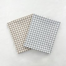 꾸미지오) 깅엄 체크 국내생산 광목 원단- 순면 20수 바이오워싱 나염 대폭 원단