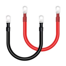 ELFCULB 게이지 배터리 케이블 피트 주석 도금 구리 용접 양극선 러그 보호 슬리브 파워 인버터 자동차 태양열 배터리용 [미국 직배송], Black Red-2AWG 3/8 Lugs, 1FT