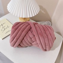 룸엑스 패브릭 자이언트얀 벨벳 뜨개실 망고실 1KG 공룡키링 증정, 인디핑크