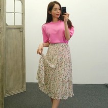 샤랄라 플라워 밴딩 봄 여름 플리츠 밴딩 쉬폰 롱스커트