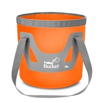 캠핑 샤워기 야외 용 차박 간이 텐트 휴대 샤워 샤워 펌프 충전식 샤워 헤드 버킷 하이킹 여행, 주황색 양동이