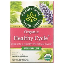 Traditional Medicinals 유기농 건강 주기 라즈베리 잎 카페인 무함유 포장 티백 16개입 24g 085oz