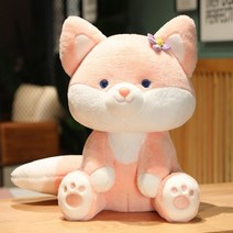 찹쌀떡쿠션 모찌쿠션 캐릭터바디필로우 대형 1pc 2550cm 실제 생활 여우 플러시 동물 베개 침실 장식 여우 생일 선물, 40cm, 분홍