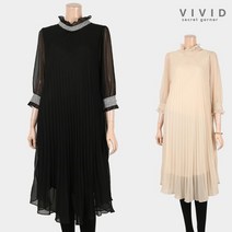 [VIVID SG] 페미닌 샵배색 쉬폰 원피스 VS116005
