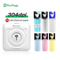 핸드폰사진인화기 사진출력기Peripage A6 미니 사진 블루투스 프린터 304 인치 당 점 포켓 마커 휴대 전화, 10 304 WH add 6 Roll