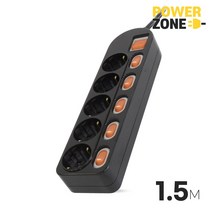 파워존 5구 16A 블랙 멀티탭 전선형, 1.5m, 1개