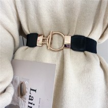 편안한 포근한 쿠션 벨트 여성 장식 넓은 허리 인감 가을과 겨울 패션 종류의 하는 드레스 코트 스웨터 탄성 슈트, [01] 화이트 - 라운드버클 4cm