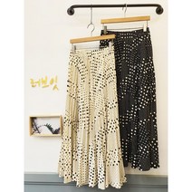 불규칙 땡땡이 플리츠 허리밴딩 주름 도트롱스커트