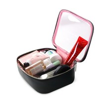 블랑블랙 투명 컬러 파우치 여행용 휴대용 화장품 메이크업백 핑크 L
