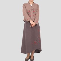 토지몰 생활한복 여성 면 마 홍국화 저고리 랩치마