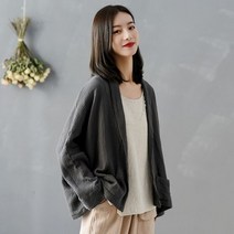 여성 린넨 자켓 봄 코튼 레트로 코트